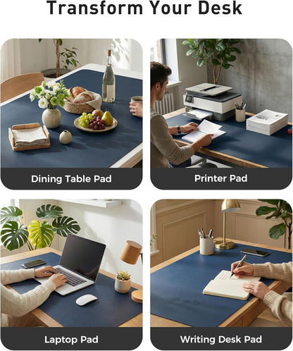 Aothia Leather Office Desk Pad Protector, Non-Slip PU Leather Desk Blotter, Waterproof Laptop Writing Mouse Pad for Office and Home, Black, 31.5" x 15.7" - Colors B