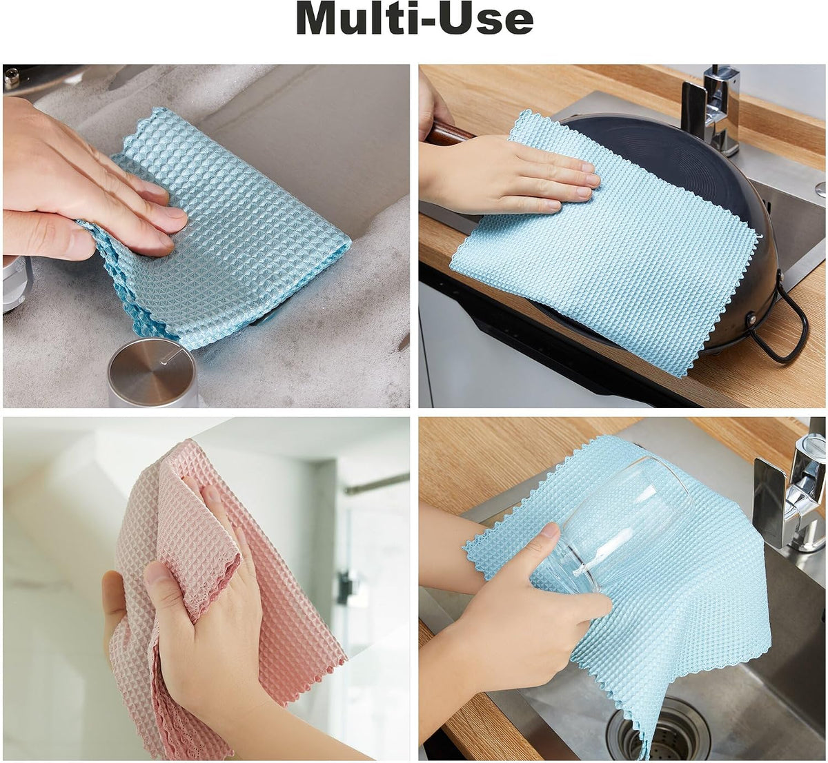 18 Pack Microfiber Cleaning Cloth, Kitchen Towels for Dish Drying Washing, Absorbent Streak Free Lint Free Rags for Cleaning, Reusable and Washable Towels - 10" x 10"