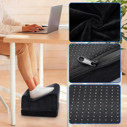 Ergonomic Foot Rest for Under Desk at Work, Multi-Angle Adjustable Height Under Desk Footrest for Office Gaming Chair, High-Density Foam Footstool Leg Elevation Pillow for Back Hip Knee Pain Relief