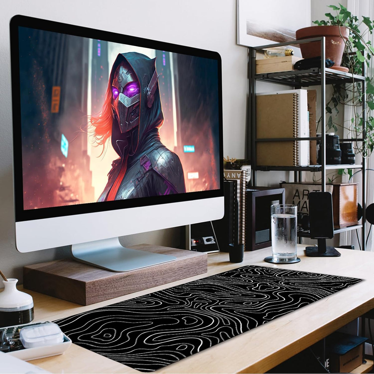 31.5" x 15.7" Waterproof Fabric Desk Pad, Rubber Anti-Slip Base, Stitched Edges No Curling, Fits Laptop Keyboard and Mouse, Smooth Office Mat Large Mouse Pad for Work Game, Black