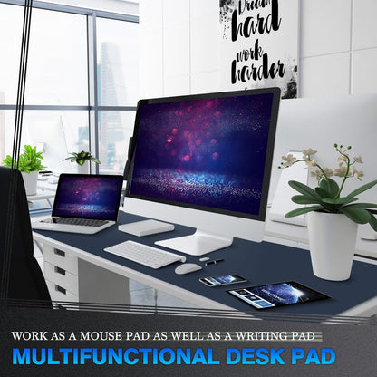 K KNODEL Large Office Leather Desk Mat, Mouse and Keyboard Pad, Computer and Laptop Mat, Desktop Protector and Cover, Writing Pad and Blotter (31.5"x15.7", Black)