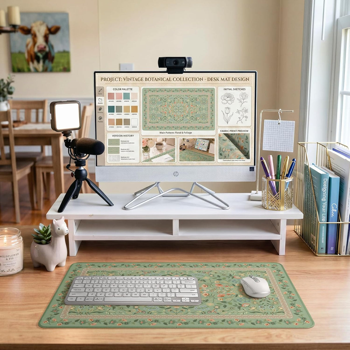 iCasso Desk Mat for Keyboard and Mouse, Large Mouse Pad, Desk Pad Mat, Anti-Slip Big Mousepad with Stitched Edges for Computer Desktop(Deep Green)