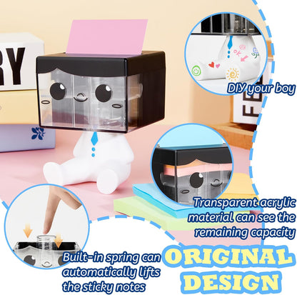Pop-up Notes Dispenser for Desk, Idea Boy Sticky Note Holder for Office School, Cute Office Supplies, 3x3 in, Magnetic Design, White, 1 Pack