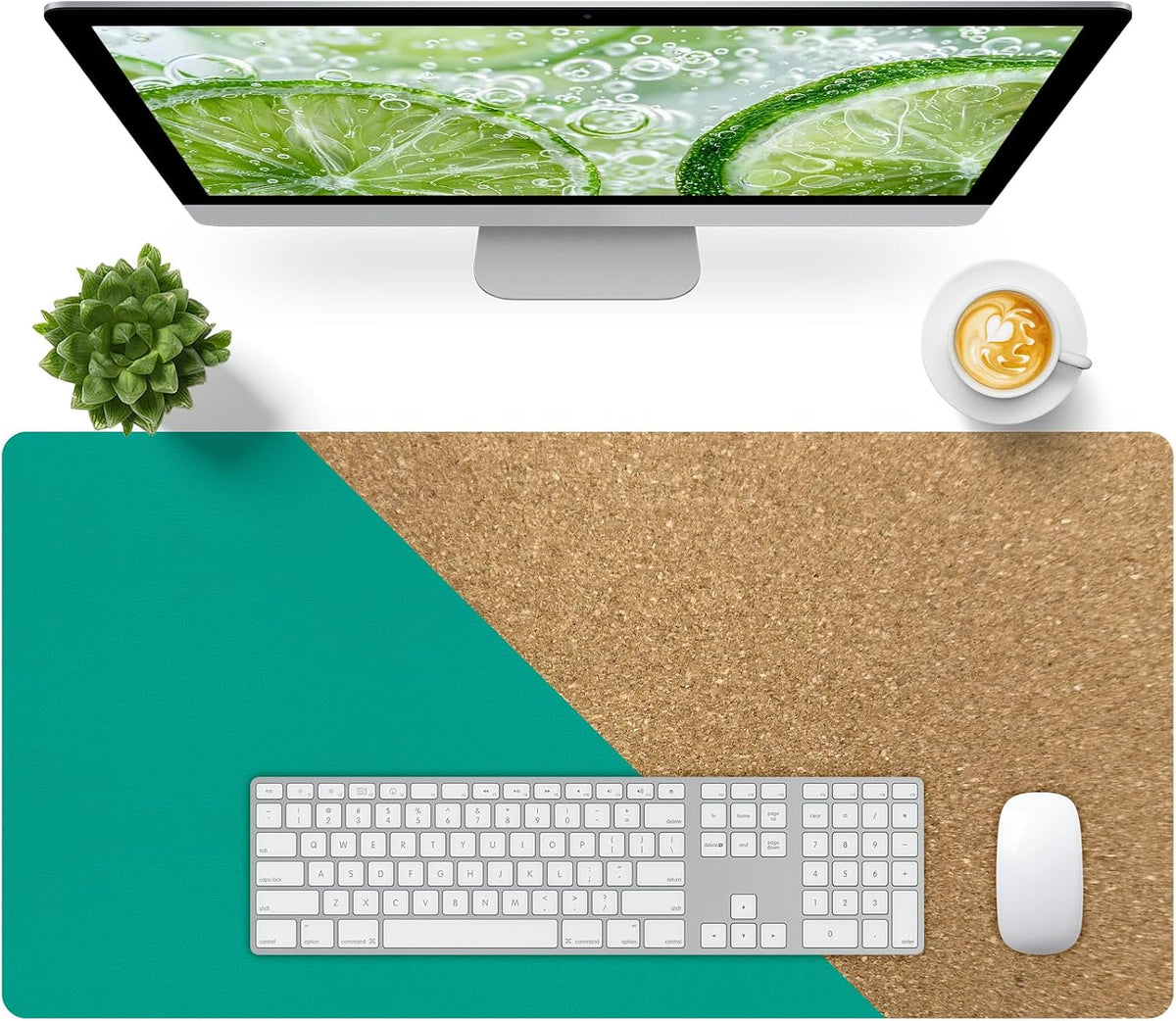 Bloss Leather Desk Pad and Keyboard Wrist Rest, Large Mouse Pad + Keyboard Pad+Mouse Wrist Support, Non-Slip Desk Mat Protector for Office, Home(31.5×15.7 Inches,Beige) - Colors B