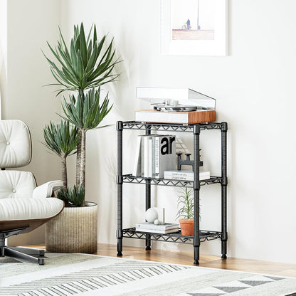 M MZG 450 lbs Steel Storage Shelving 3-Tier Utility Shelving Unit Steel Organizer Wire Rack for Home,Kitchen,Office (11.8" D x 17.7" W x 26.3" H) - Colors B