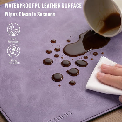 Cork Desk Mat 31.5"x15.7", Distressed PU Leather & Cloth Desk Pad