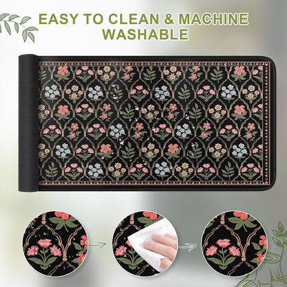 Desk Mat,Mouse Pad for Office Desk,35.4x15.7in,Pink Flowers