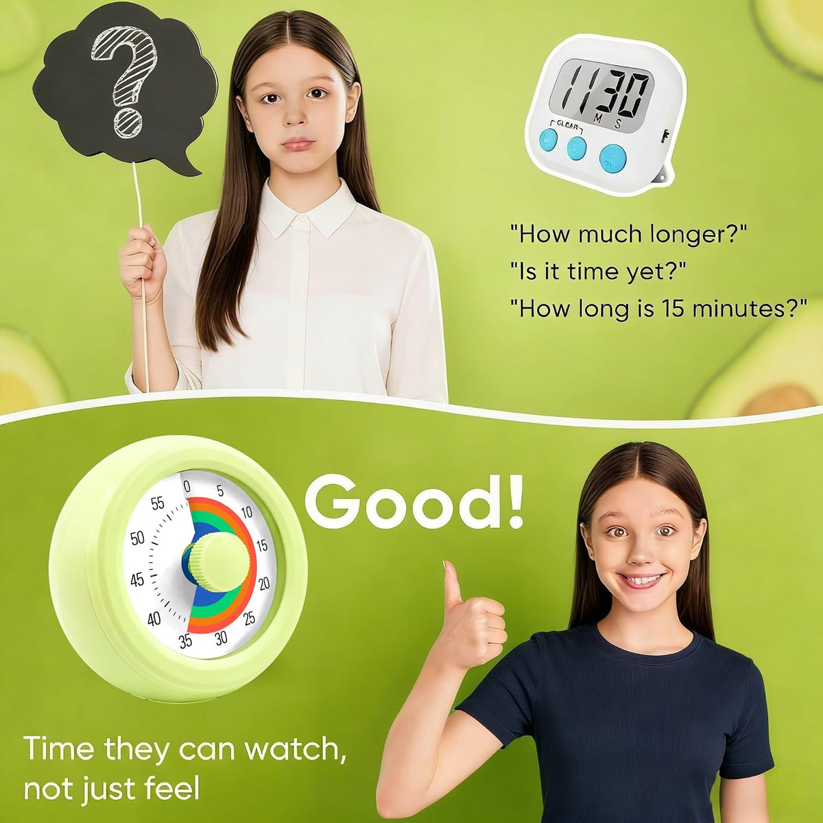 60 Minute Visual Timer with Silent Operation Visual Countdown Timer Rainbow Disk 60 Minute Countdown Timer Task Reminder Home and Kitchen Timer for Kids Desk, Office Meetings (White-Rainbow)