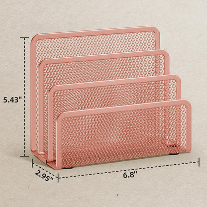 Marbrasse Mail Organizer for Desk, 3-Slot Mesh Metal Mail Holder countertop, Letter Holder, Office Desktop Envelope and Document Storage Rack (2P)