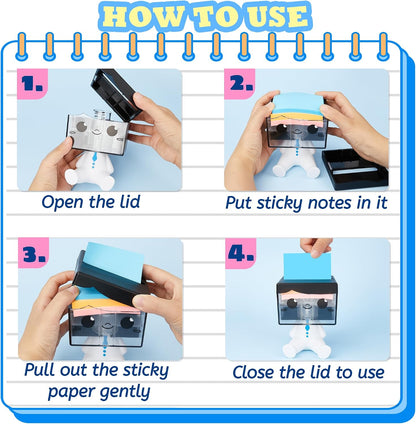Pop-up Notes Dispenser for Desk, Idea Boy Sticky Note Holder for Office School, Cute Office Supplies, 3x3 in, Magnetic Design, White, 1 Pack