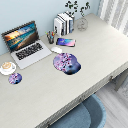 Ergonomic Mouse Pad with Wrist Support Rest,Large Mousepad Gel Wrist Rest, with Coaster Non-Slip & Pain Relief for Computer, Desk, Home&Office-Beach - Colors B