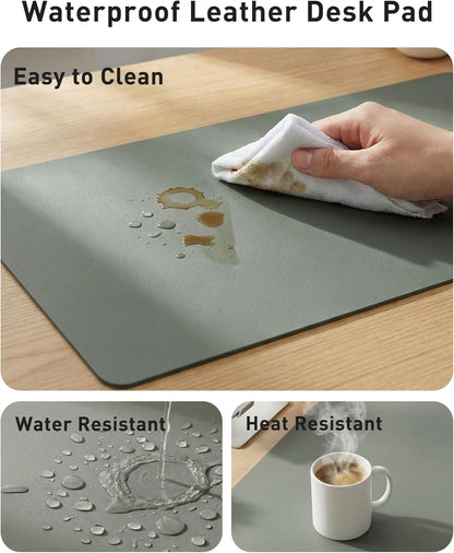 Aothia Leather Office Desk Pad Protector, Non-Slip PU Leather Desk Blotter, Waterproof Laptop Writing Mouse Pad for Office and Home, Black, 31.5" x 15.7" - Colors A