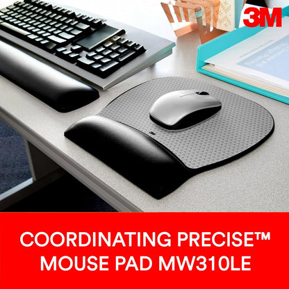 3M Keyboard Wrist Rest, Gel, Black Leatherette, Wired, Kp200le