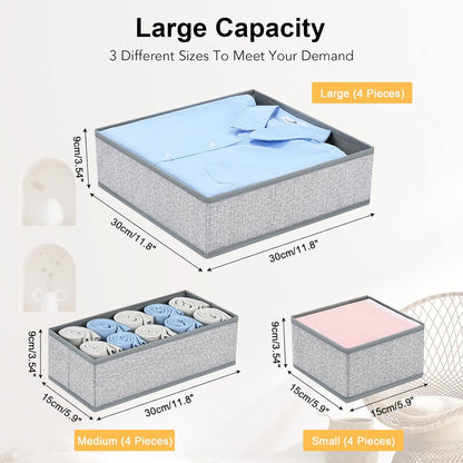 Drawer Organizer Clothes, Dresser Organizer, Foldable Closet Organizers and Storage, Fabric Dresser Bins, Drawer Dividers for Nursery, Baby Clothes, Underwears, Sock (Beige)