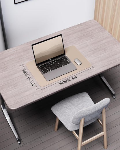 Double-Sided Desk Pad, 31.5"x15.7"Leather Desk Mat, Eco Cork Desk Pad Protector,Large Mouse Pad,Waterproof Desk Blotter for Office/Home(Coffee)