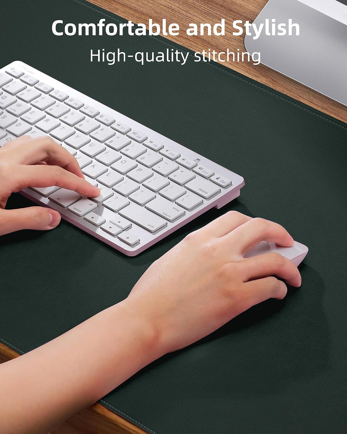 AFIING Large Desk Mat 55" x 24" - PU Leather Desk Pad Protector, Waterproof Non-Slip Extended Mouse Pad for Office Desk, Keyboard, Laptop and Home Workspace (Black)