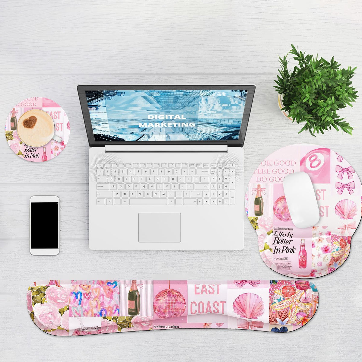 Ergonomic Mouse Pad with Wrist Rest and Keyboard Wrist Rest, Mousepad