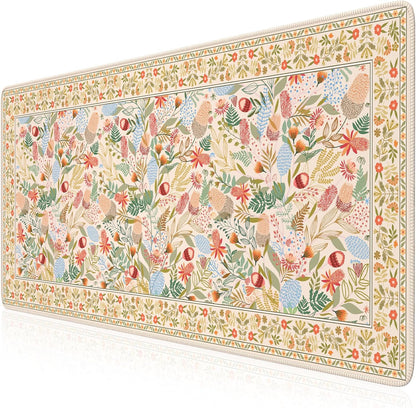 Desk Mat,Mouse Pad for Office Desk,35.4x15.7in,Pink Flowers