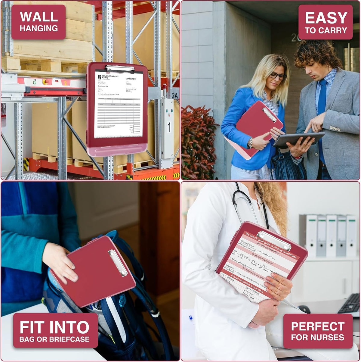 Clipboard with Storage, Clip Board 8.5 x 11 with Pen Holder, High Capacity Plastic Organization Case Box for Letter Legal A4 Size Paper, Nurses Teachers Must Haves, School & Office Supplies