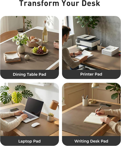Aothia Leather Office Desk Pad Protector, Non-Slip PU Leather Desk Blotter, Waterproof Laptop Writing Mouse Pad for Office and Home, Black, 31.5" x 15.7" - Colors B