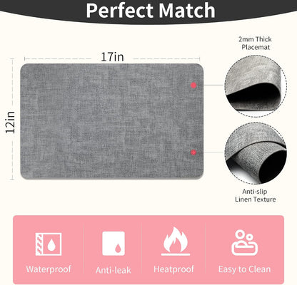 Maxpearl Faux Leather Placemats Set of 6 - Waterproof - Wipe Clean - Heat Resistant - Anti Slip Dining Table Place Mats, Suitable for Indoor & Outdoor Use, 17’’×12’’, Beige