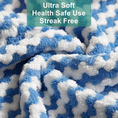 18 Pack Microfiber Cleaning Cloth, Kitchen Towels for Dish Drying Washing, Absorbent Streak Free Lint Free Rags for Cleaning, Reusable and Washable Towels - 10" x 10"