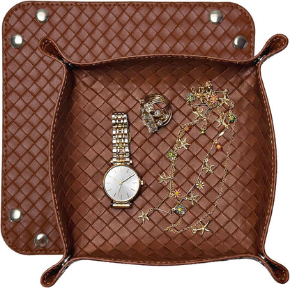 Small Valet Tray, Jewelry Tray for Rings Watches Earrings, Entryway Catchall Caddy for Coins Keys Change, Nightstand Bedside Valet Holder, Trays for Electronic Gadgets, Beige - Colors A