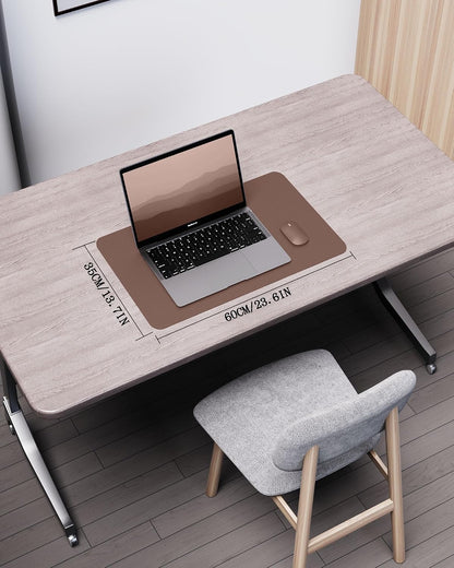 Double-Sided Desk Pad, 31.5"x15.7"Leather Desk Mat, Eco Cork Desk Pad Protector,Large Mouse Pad,Waterproof Desk Blotter for Office/Home(Coffee)