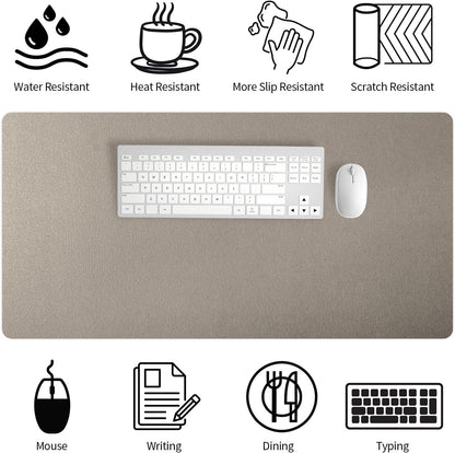Bloss Leather Desk Pad and Keyboard Wrist Rest, Large Mouse Pad + Keyboard Pad+Mouse Wrist Support, Non-Slip Desk Mat Protector for Office, Home(31.5×15.7 Inches,Beige) - Colors A