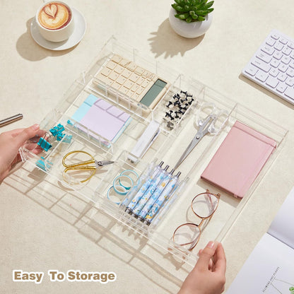 Clear Acrylic Drawer Organizer,6 Compartments,Large