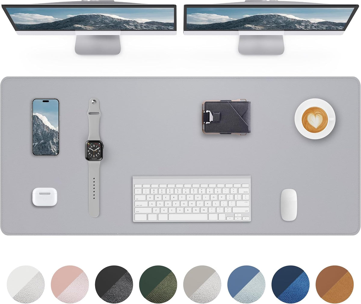 AFIING Large Desk Mat 55" x 24" - PU Leather Desk Pad Protector, Waterproof Non-Slip Extended Mouse Pad for Office Desk, Keyboard, Laptop and Home Workspace (Black)
