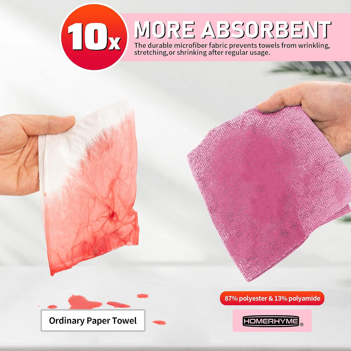 Microfiber Cleaning Cloth, Cleaning Rags Microfiber Towel Bulk Absorbent Lint-Free Wash Cloths, All-Purpose Shop Towels for Cars, Automotive, Garage, Home & Kitchen 11.5"*11.5"