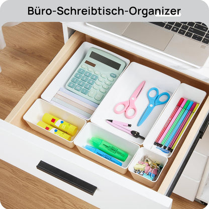 Vtopmart 25 PCS Clear Plastic Drawer Organizers Set, 4-Size Versatile Bathroom and Vanity Drawer Organizer Trays, Storage Bins for Makeup, Bedroom, Kitchen Gadgets Utensils and Office