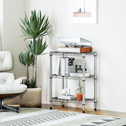 M MZG 450 lbs Steel Storage Shelving 3-Tier Utility Shelving Unit Steel Organizer Wire Rack for Home,Kitchen,Office (11.8" D x 17.7" W x 26.3" H) - Colors B
