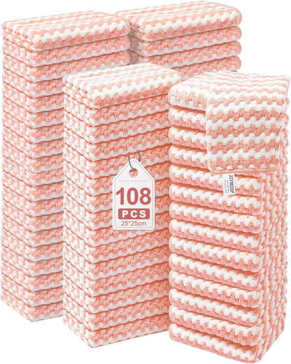 18 Pack Microfiber Cleaning Cloth, Kitchen Towels for Dish Drying Washing, Absorbent Streak Free Lint Free Rags for Cleaning, Reusable and Washable Towels - 10" x 10"