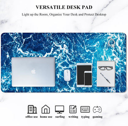 Auhoahsil Desk Mat, Ultra Large Mouse Pad, XXL Gaming Mousepad, Green Tropical Leaves Deskpad, Big Extended Full Size Mouse Pad, Desktop Desk Matt for Keyboard, Laptop & Computer, 35.5 x 15.7 in - Colors B