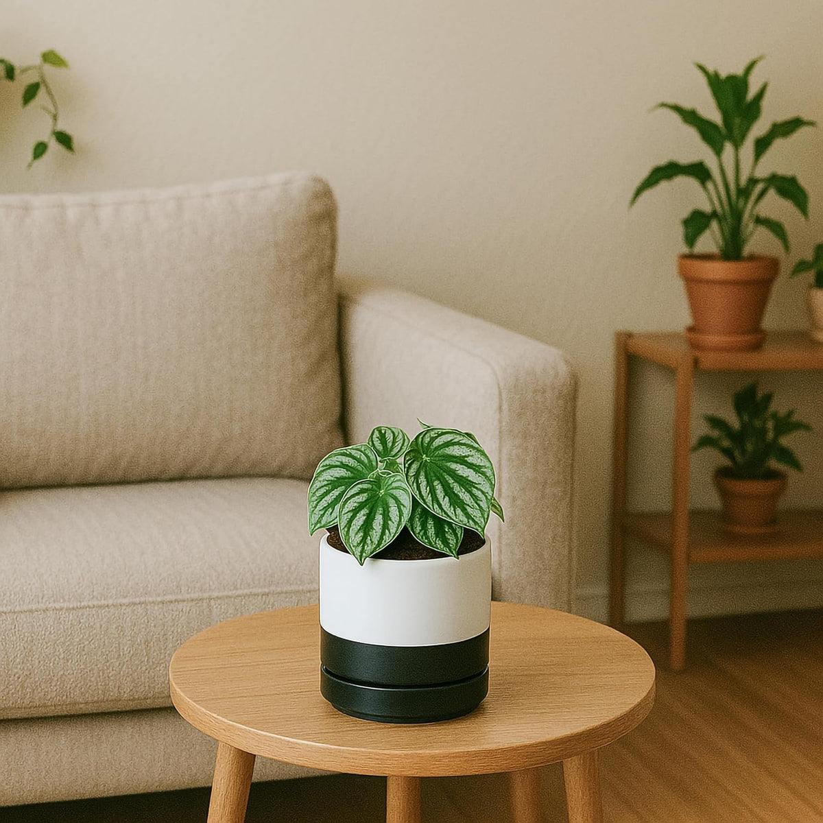 D'vine Dev 4.7 Inch Ceramic Planter Pot with Drainage Hole and Saucer, Indoor Cylinder Round Planter Pot, Teal, 94-O-B-9