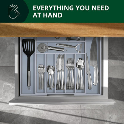 ROYAL CRAFT WOOD Luxury Bamboo Kitchen Drawer Organizer - Silverware Organizer, Utensil Holder & Cutlery Tray Drawer Dividers for Flatware (9 Slot, Natural)