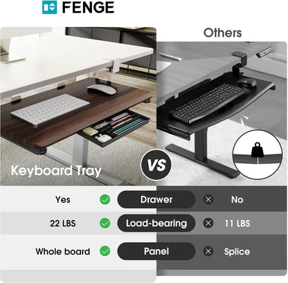 Fenge Keyboard Tray Under Desk, Pull Out Keyboard & Mouse Tray with C Clamp Mount, Sliding Keyboard Holder for Desk, 25.6 x 11.8 inch Large Slide-Out Platform Computer Drawer for Typing