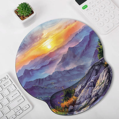 KONVINIT Ergonomic Mouse Pad with Wrist Rest, Small Mousepad with Non-Slip Rubber Base and Smooth Surface, Beach Mouse Pads for Desk, Office Desk Accessories