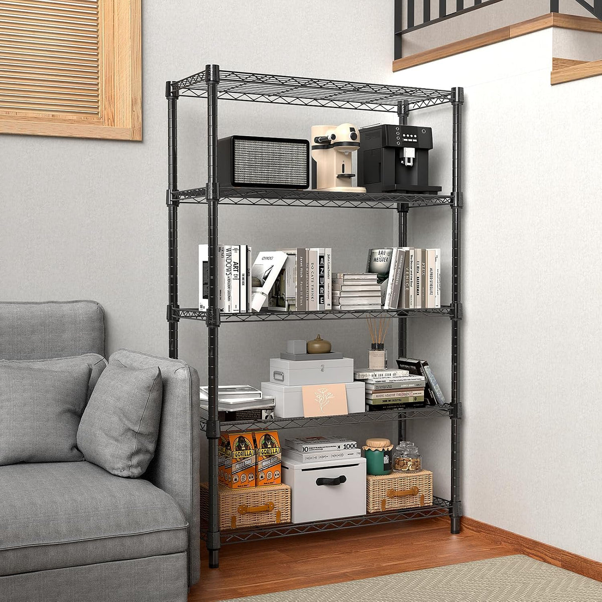 M MZG 450 lbs Steel Storage Shelving 3-Tier Utility Shelving Unit Steel Organizer Wire Rack for Home,Kitchen,Office (11.8" D x 17.7" W x 26.3" H) - Colors B