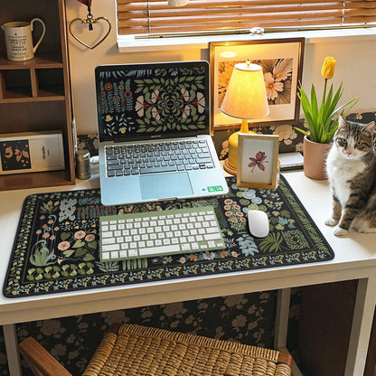 Desk Mat,Mouse Pad for Office Desk,35.4x15.7in,Pink Flowers
