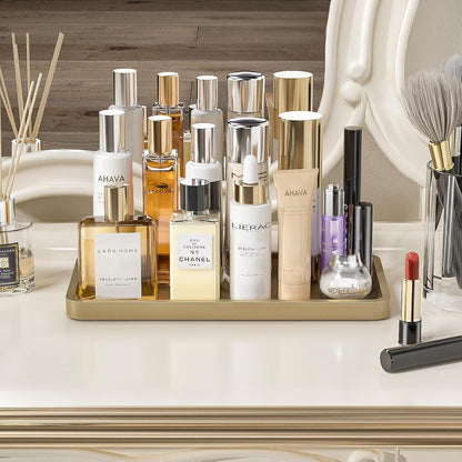 Small Bathroom Vanity Tray for Countertop Makeup Perfume Jewelry Decor Candle Keys, Small Black Kitchen Tray for Soap Dispenser Spice Bamboo Toilet Tray 7.9" L x 4" W x 0.79" H