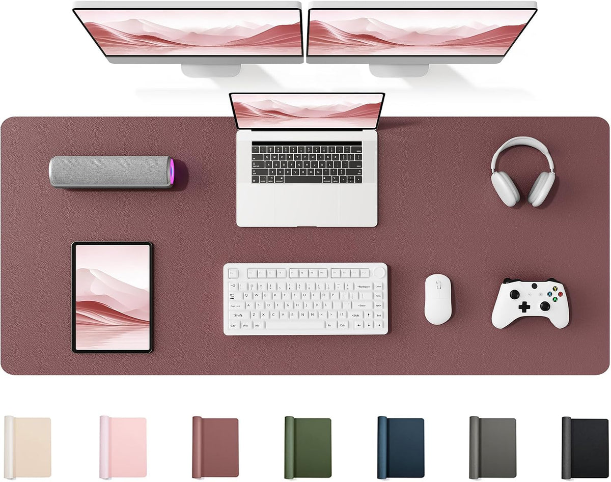 35.4" x 17" Large PU Leather Desk Mat for Keyboard and Mouse - Waterproof Non-Slip Desk Pad Protector for Office, Home, Writing Desk, Black