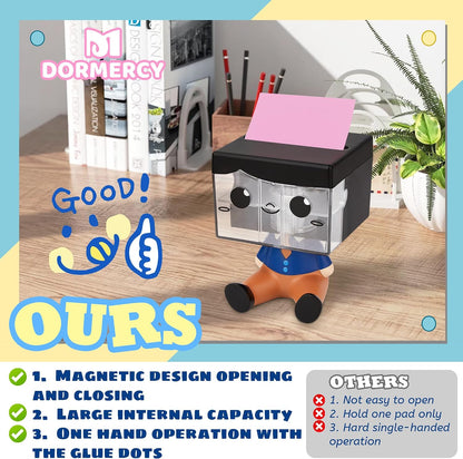 Pop-up Notes Dispenser for Desk, Idea Boy Sticky Note Holder for Office School, Cute Office Supplies, 3x3 in, Magnetic Design, White, 1 Pack