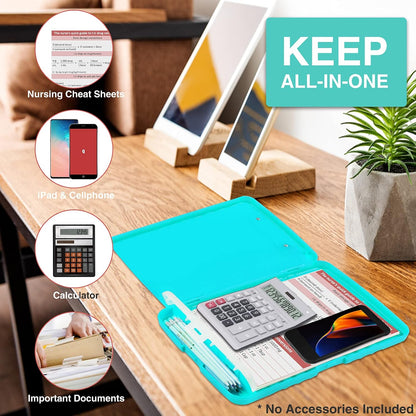 Clipboard with Storage, Clip Board 8.5 x 11 with Pen Holder, High Capacity Plastic Organization Case Box for Letter Legal A4 Size Paper, Nurses Teachers Must Haves, School & Office Supplies