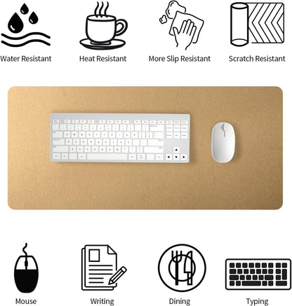 Bloss Leather Desk Pad and Keyboard Wrist Rest, Large Mouse Pad + Keyboard Pad+Mouse Wrist Support, Non-Slip Desk Mat Protector for Office, Home(31.5×15.7 Inches,Beige) - Colors A