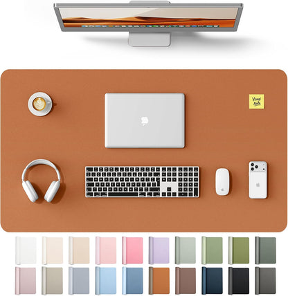 YSAGi Leather Desk Pad Protector, Office Desk Mat, Large Mouse Pad, Non-Slip PU Leather Desk Blotter, Waterproof Laptop Desk Writing Pad for Office and Home (23.6" x 13.8", Eggshell) - Colors A