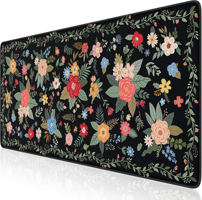 Desk Mat,Mouse Pad for Office Desk,35.4x15.7in,Pink Flowers