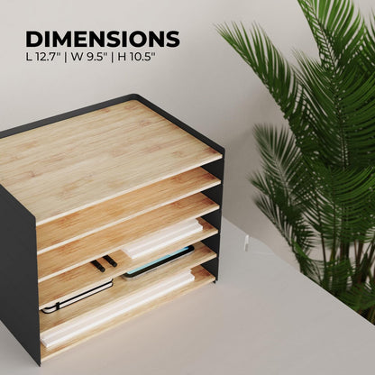Prosumer's Choice 3-Tier Bamboo Desk Organizer with 2 Drawers - Wood Paper Tray for Clean Desktop Setup - Compact Office Storage Solution - Stylish Desktop Organizer, 12.5" L x 8.8" W x 1.6" H
